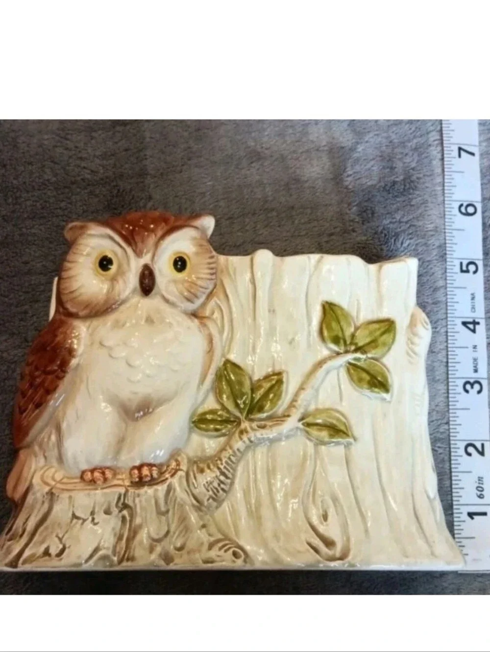 1984 Otagiri Japan Owl Napkin Holder, Letter Holder Vintage Cottage 80s Kitchen